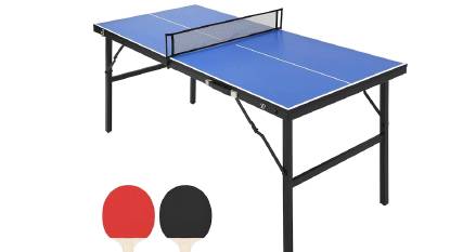 Tragbares blaues Tischtennis Set mit Paddeln und Bällen