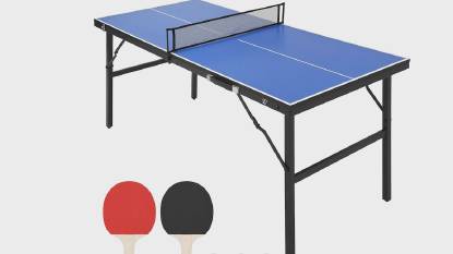 ChicCoutured Portable Table Tennis Set with Paddles and Balls in Blue