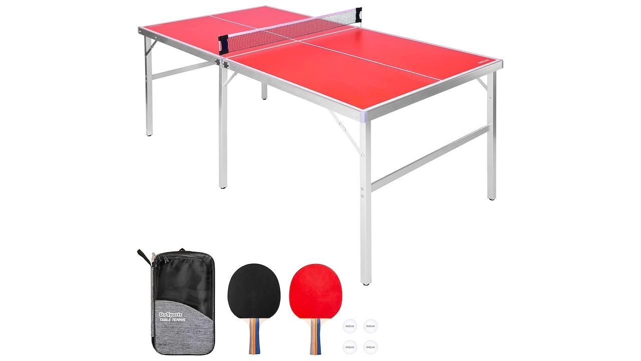 GoSports Mid-Size Ping Pong Table Set with Paddles and Balls