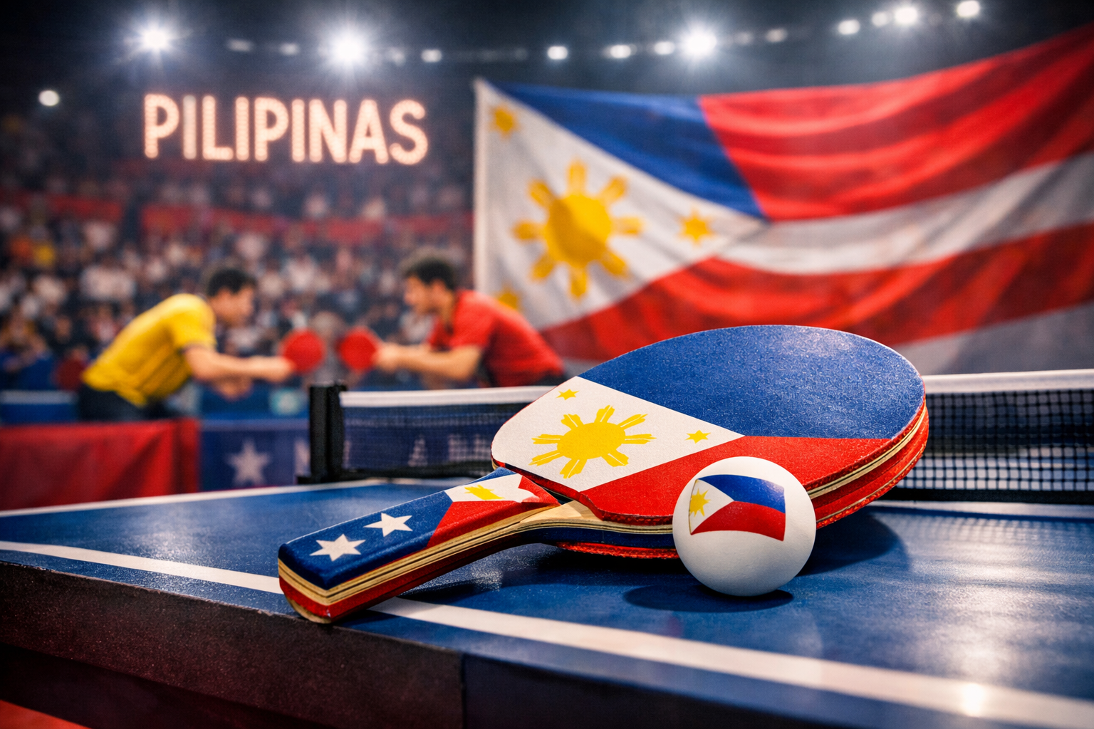 Weekly Philippine table‑tennis news with match results, player rankings, gear updates, rising Pinoy talent, and national competition highlights. Image of Philippine-themed table tennis paddle and ball