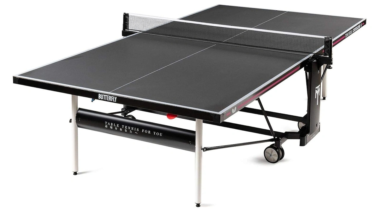 Outdoor Butterfly Timo Boll Crossline Ping Pong Table with Adjustable Net in Grey