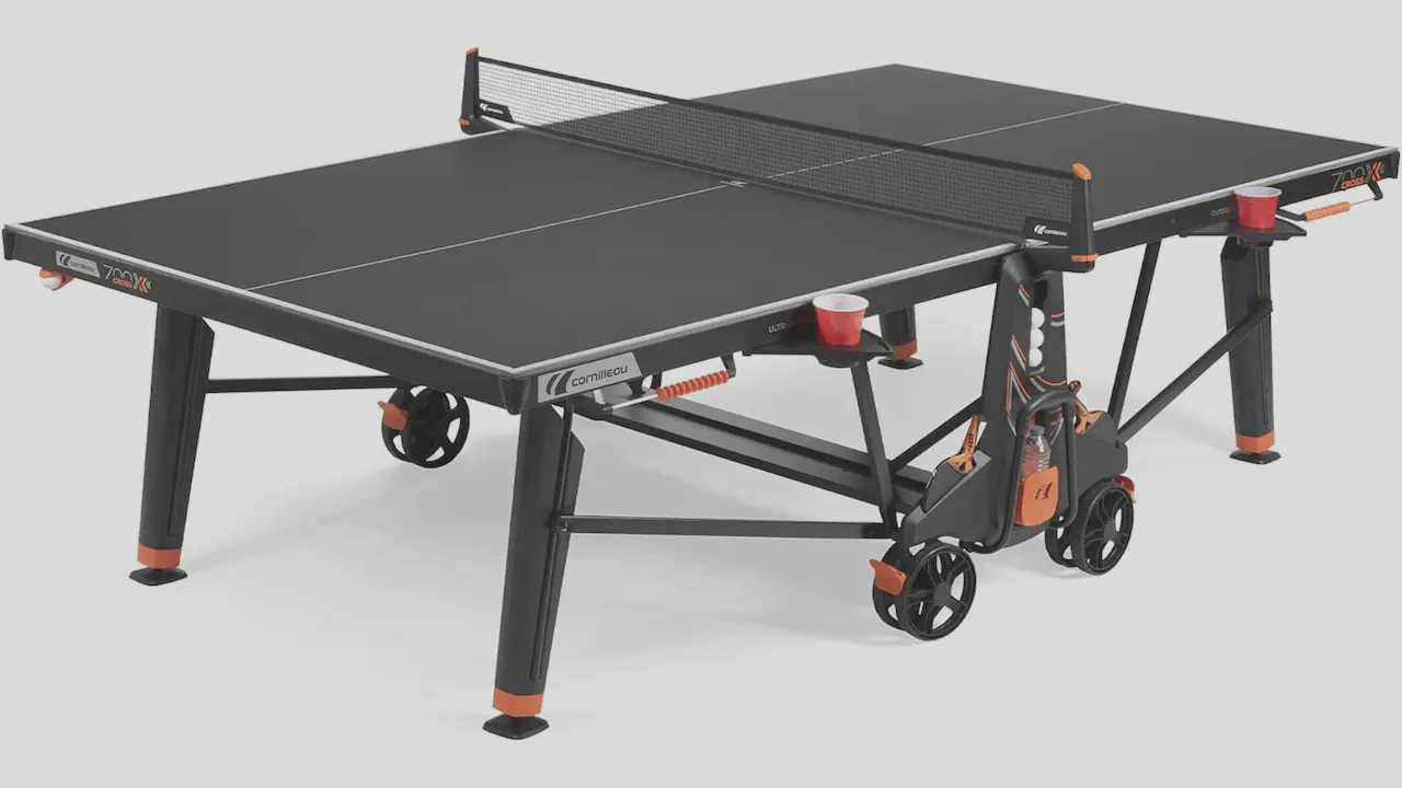 Cornilleau 700X outdoor ping pong table with black top.
