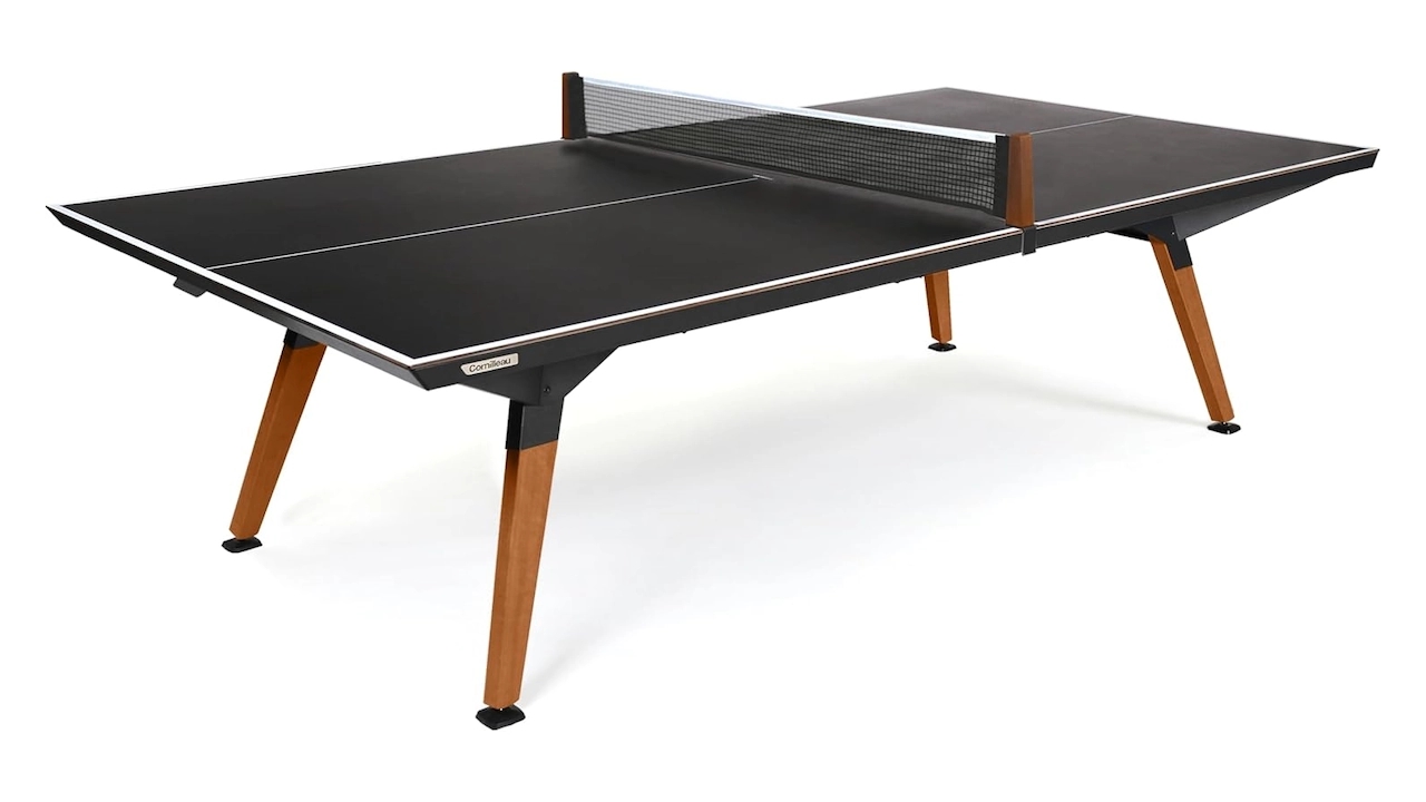 Black outdoor ping-pong table by CORNILLEAU, made in France