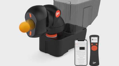 Portable table tennis robot by PONGBOT with app control and 264 routines